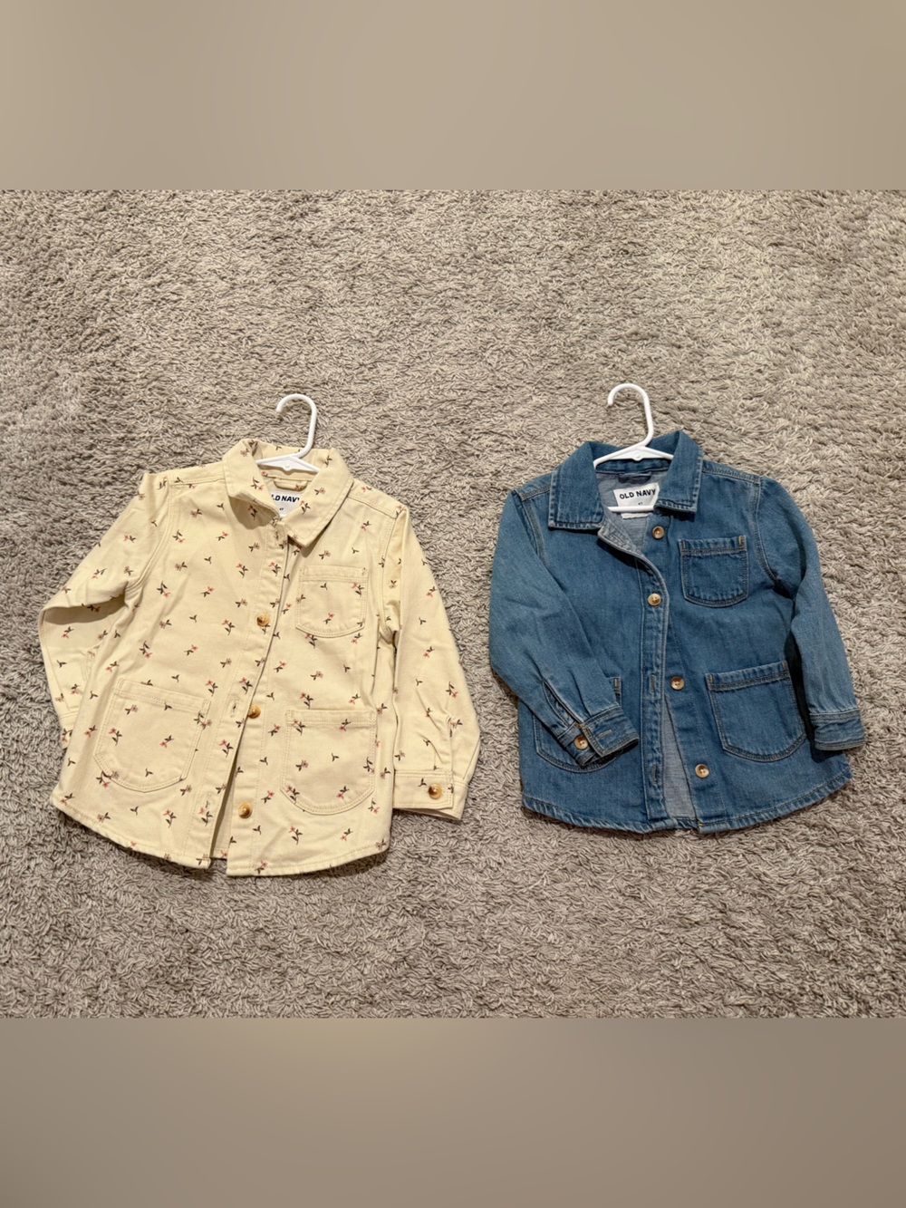 Old Navy Cream Floral Button-Front Shirt Jacket & Jean jacket